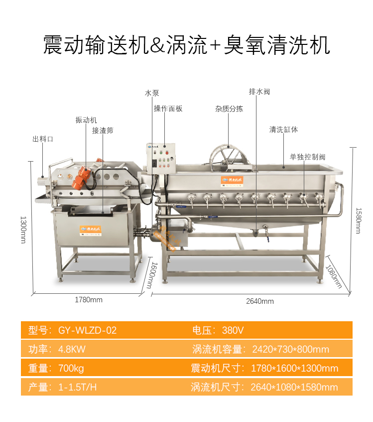 震動輸送機和渦流加臭氧清洗機